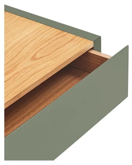 Зелено висящо нощно шкафче с дъбов плот Arista – Teulat