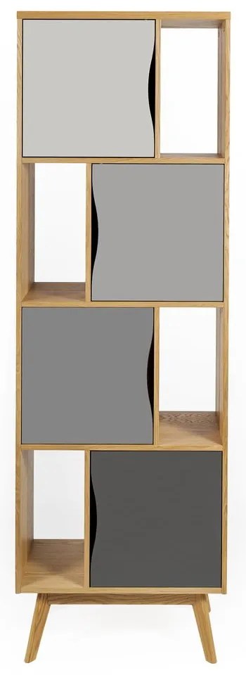 Сив шкаф за книги в дъб 65x191 cm Avon - Woodman
