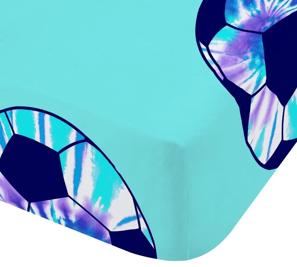 Тюркоазен еластичен единичен детски чаршаф 90x190 cm Tie Dye Football – Catherine Lansfield