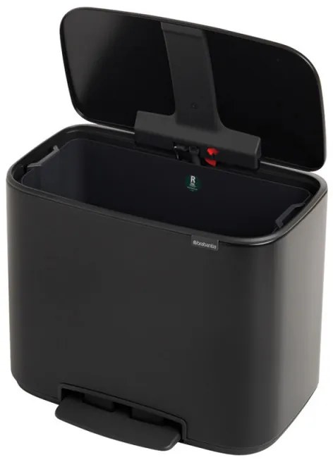Кош за боклук Brabantia Bo Pedal 1000236, 36 л, Леко затваряне, Противоплъзгаща основа, Устойчив на пръстови отпечатъци, Черен