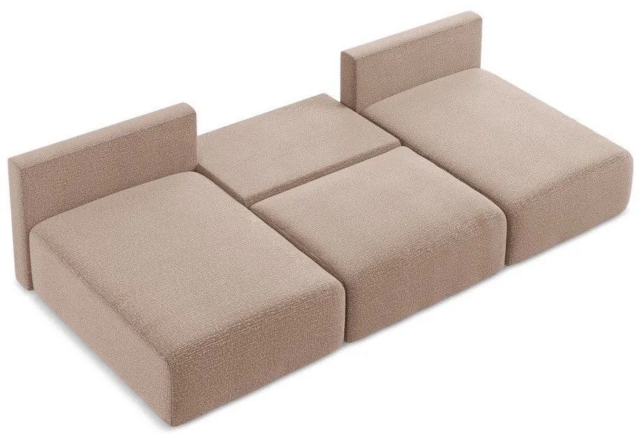 Светлокафяв разтегателен ъглов диван с място за съхранение Kalena – Makamii