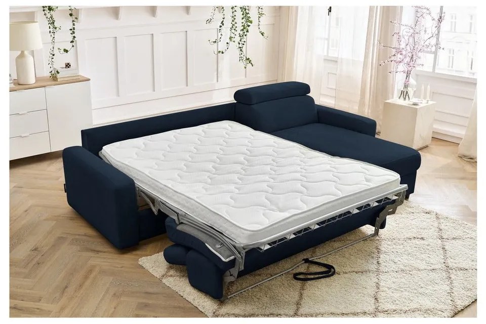 Тъмносин разтегателен ъглов диван (променлив) Monaco – Bobochic Paris