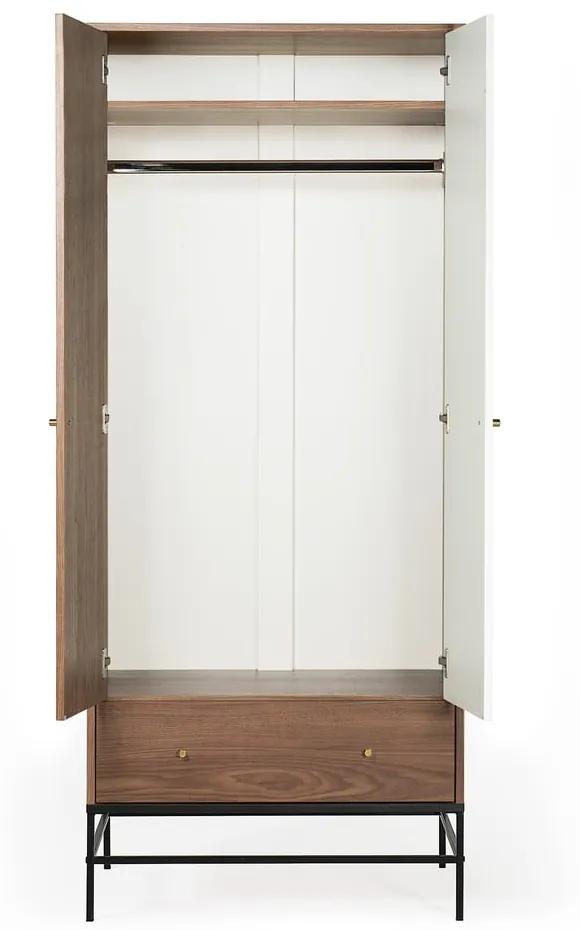 Бял гардероб в орех 80x190 cm Flora - Woodman