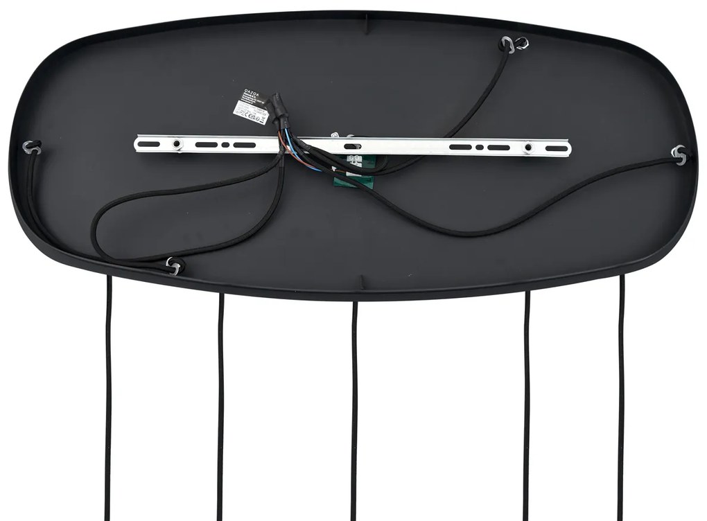 Модерен висящ лампион черен с кехлибарено стъкло 5 светлини - Sheena