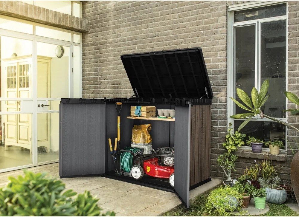 Тъмнокафява пластмасова градинска кутия за съхранение Deco – Keter