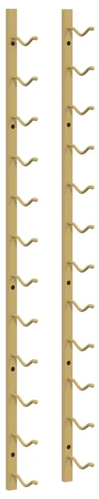 340880 vidaXL Стойка за вино за 12 бутилки, стенен монтаж, златиста, желязо