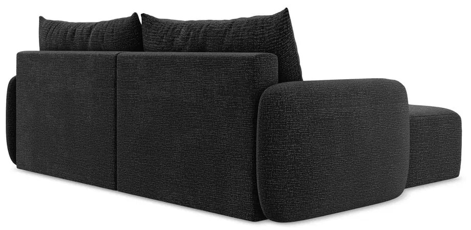 Черен разтегателен ъглов диван с място за съхранение (ляв ъгъл) Kalena – Makamii