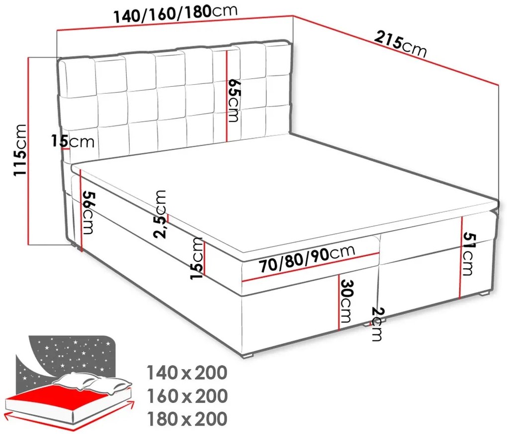 Тапицирано легло Malmo Box-Beige-140 x 200