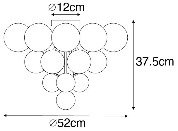 Таванна лампа черна с опушено и прозрачно стъкло 10-лампа - Bonnie