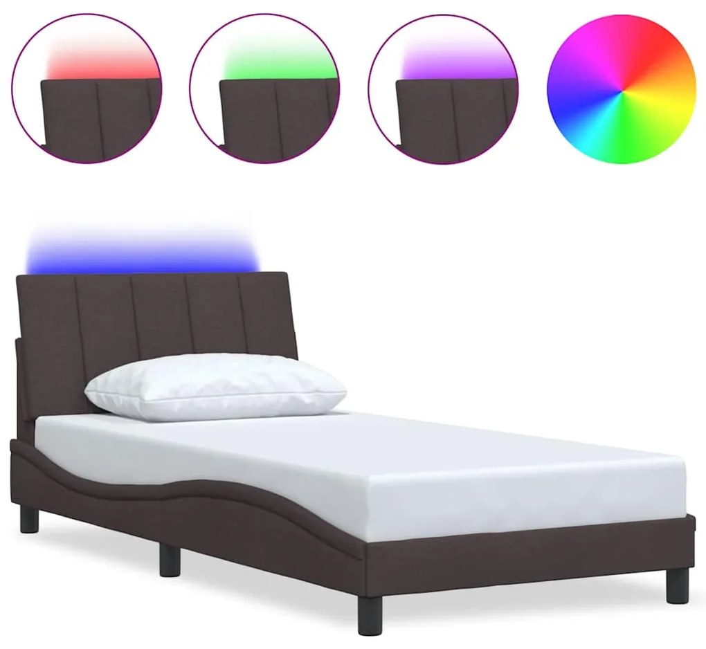 3310443 vidaXL Рамка за легло без матрак Hanko, тъмнокафява, 100x200 см, плат