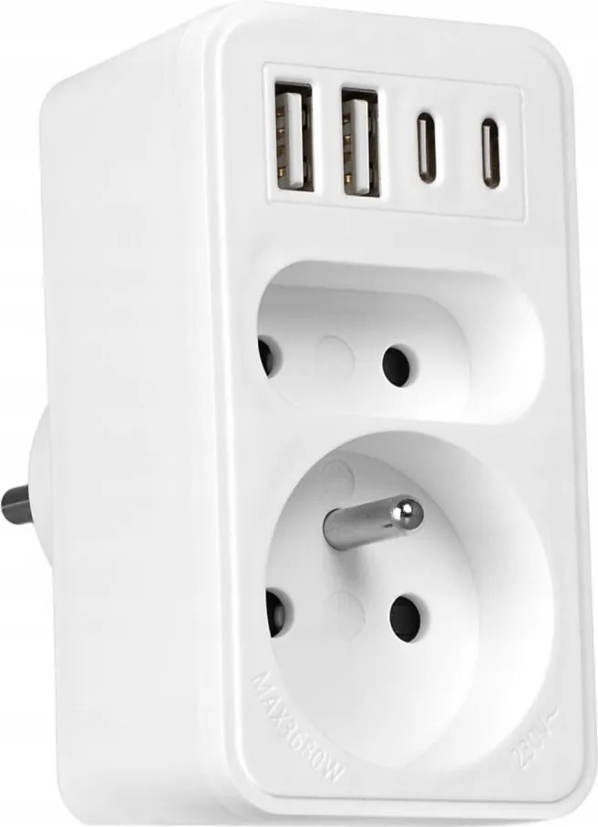 Разклонител 2 гнезда + 2xUSB-C + 2xUSB-A