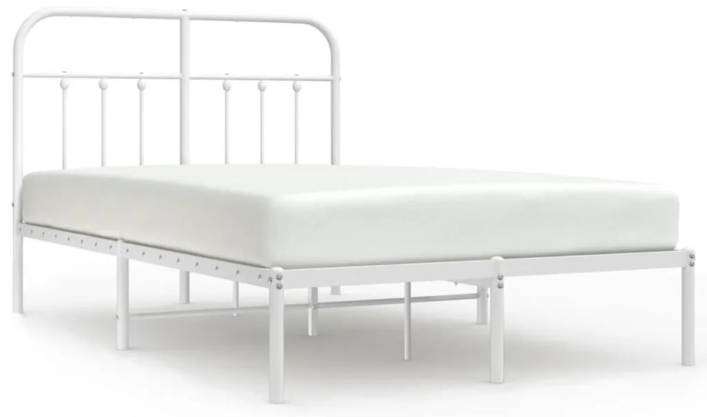 352625 vidaXL Метална рамка за легло с горна табла, бяла, 120x200 см