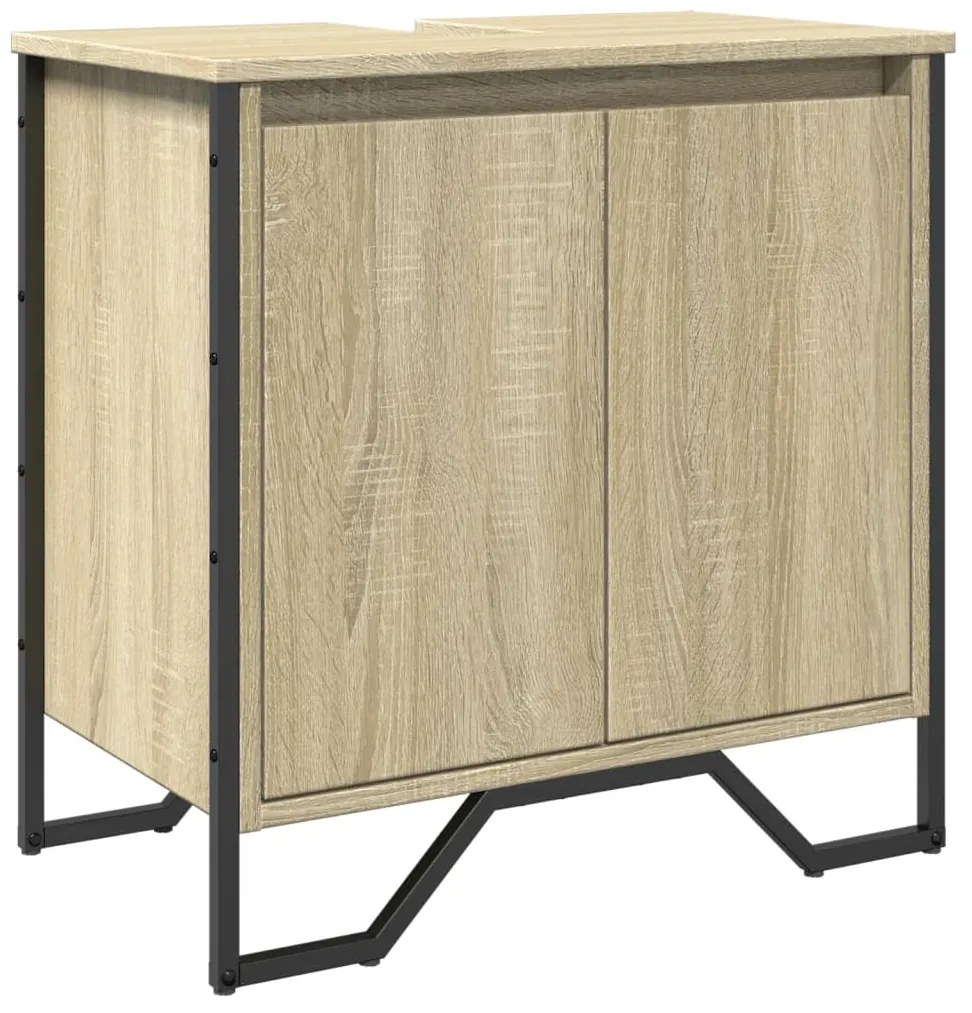 848655 vidaXL Шкаф за мивка за баня, дъб сонома, 60x35x60 см, инженерно дърво