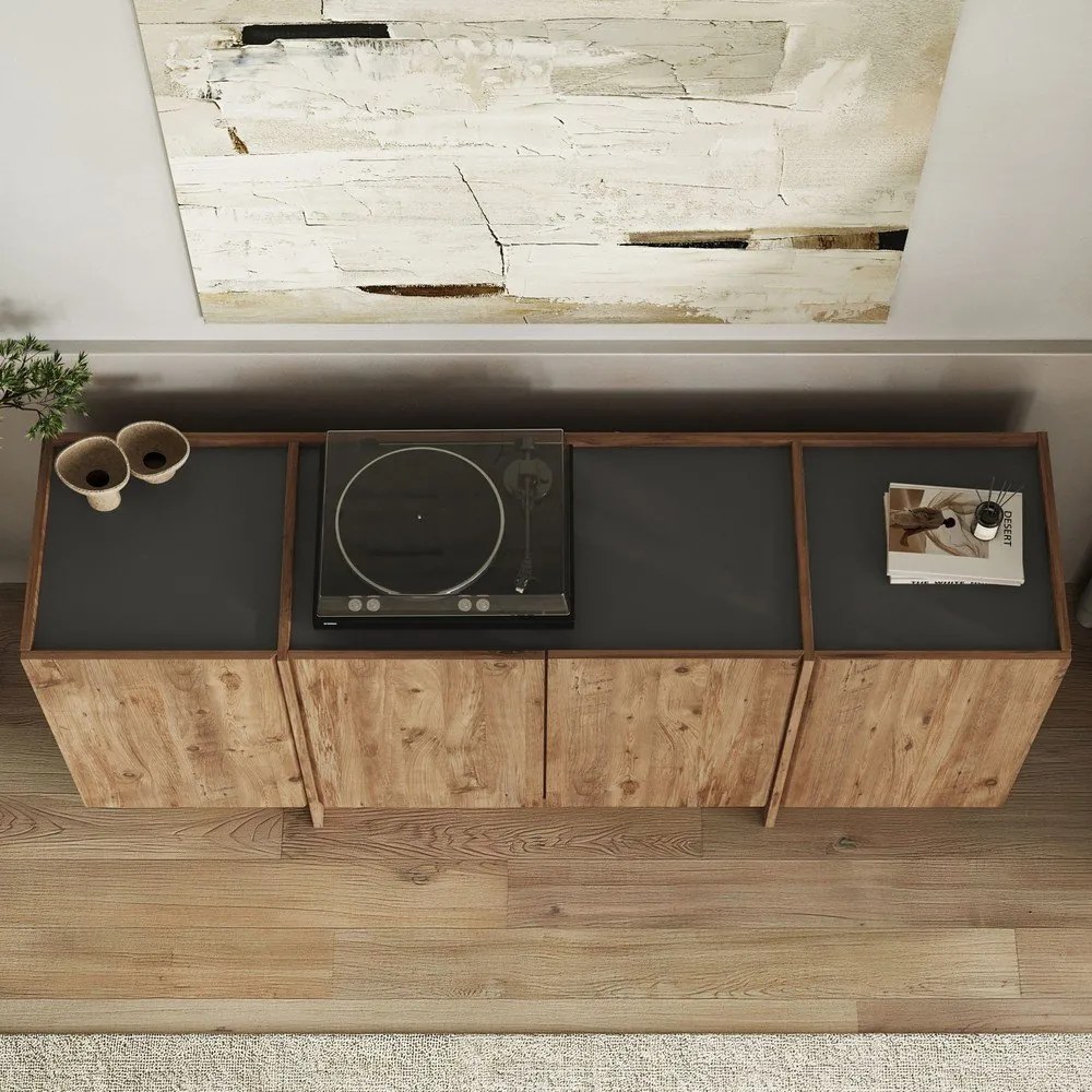 Скрин от декор от бор с отвор за кабели в естествен цвят 180x80x45 cm Dorma – Kalune Design