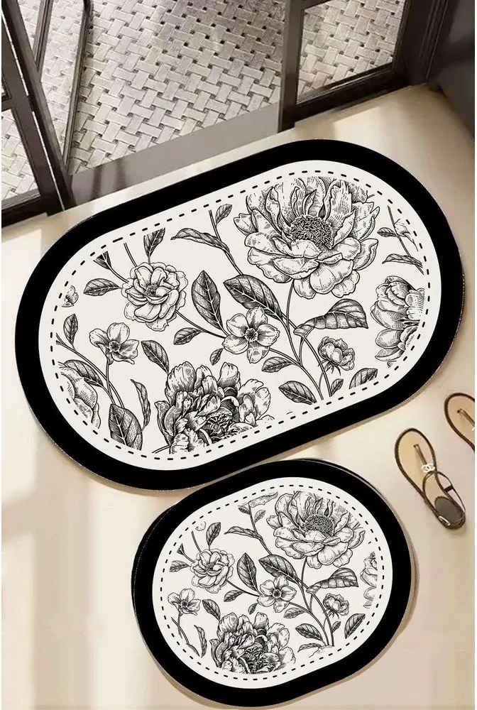 Черно-бял килими за баня в комплект 2 бр. 60x100 cm Rasse – Foutastic