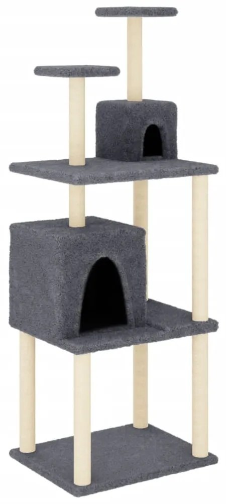172069 vidaXL Котешко дърво със сизалени стълбове, тъмносиво, 167 см