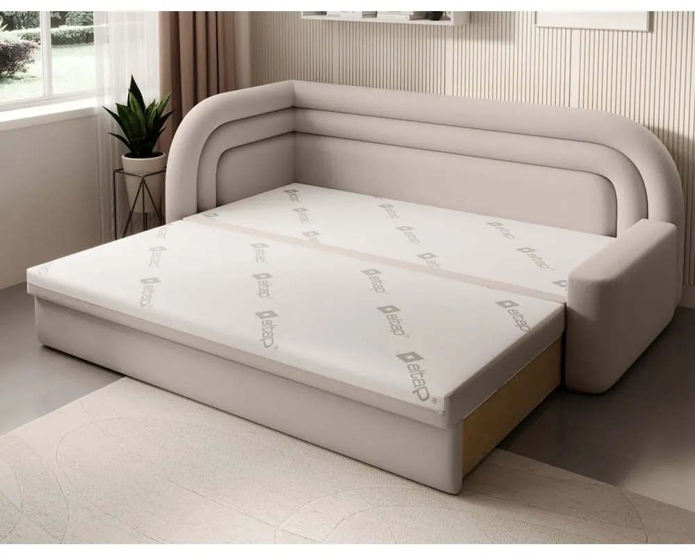 Бежов кадифен сгъваем/с място за съхранение диван ляв ъгъл 223 cm Fabillo – ELTAP