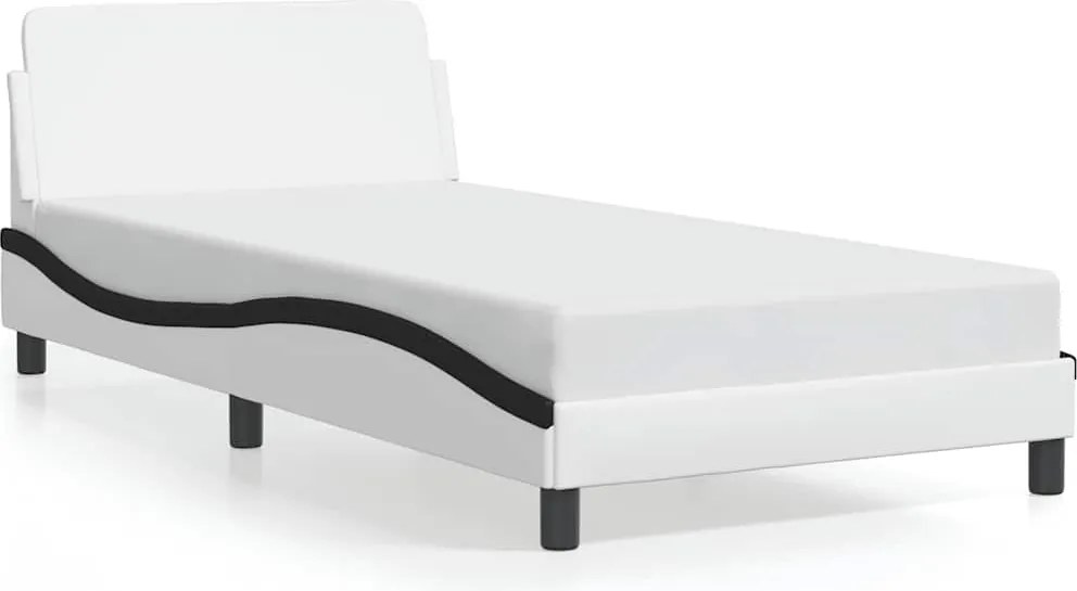 373144 vidaXL Рамка за легло Dover, бяла, черна, 100x200см, изкуствена кожа
