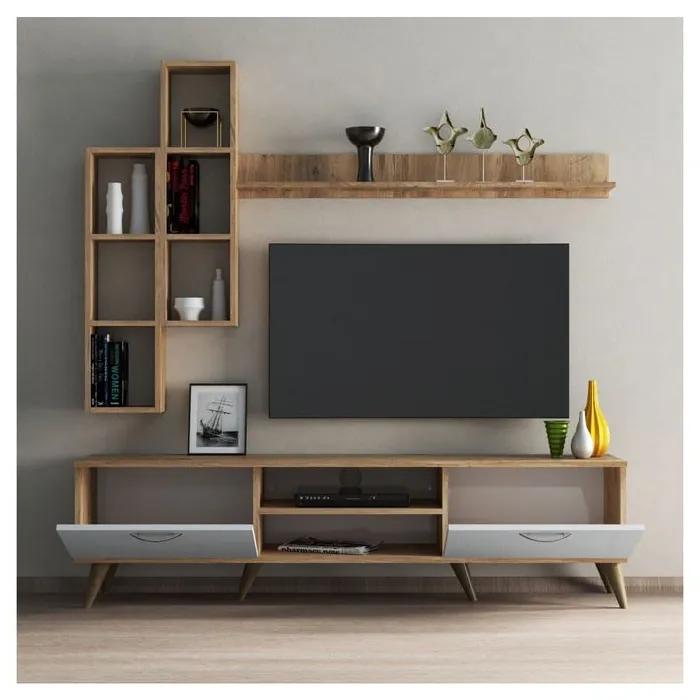 Шкаф за телевизор от бял/естествен бор 180x48 cm Veronica - Kalune Design