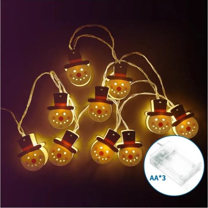 Aigostar - LED гирлянда 20xLED/3xAA 3m топло бяло снежен човек