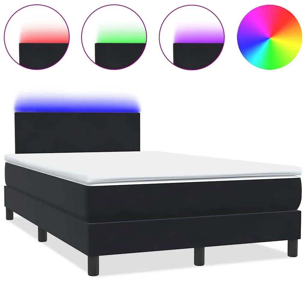 3316685 vidaXL Боксспринг легло с матрак и LED, черно, 120x210 см, кадифе