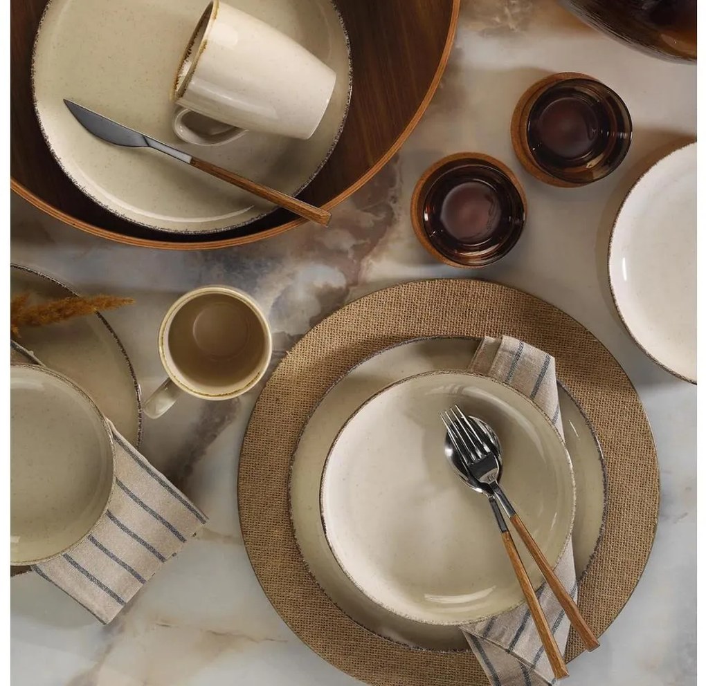 Комплект за хранене, 16 части, бежов/порцелан