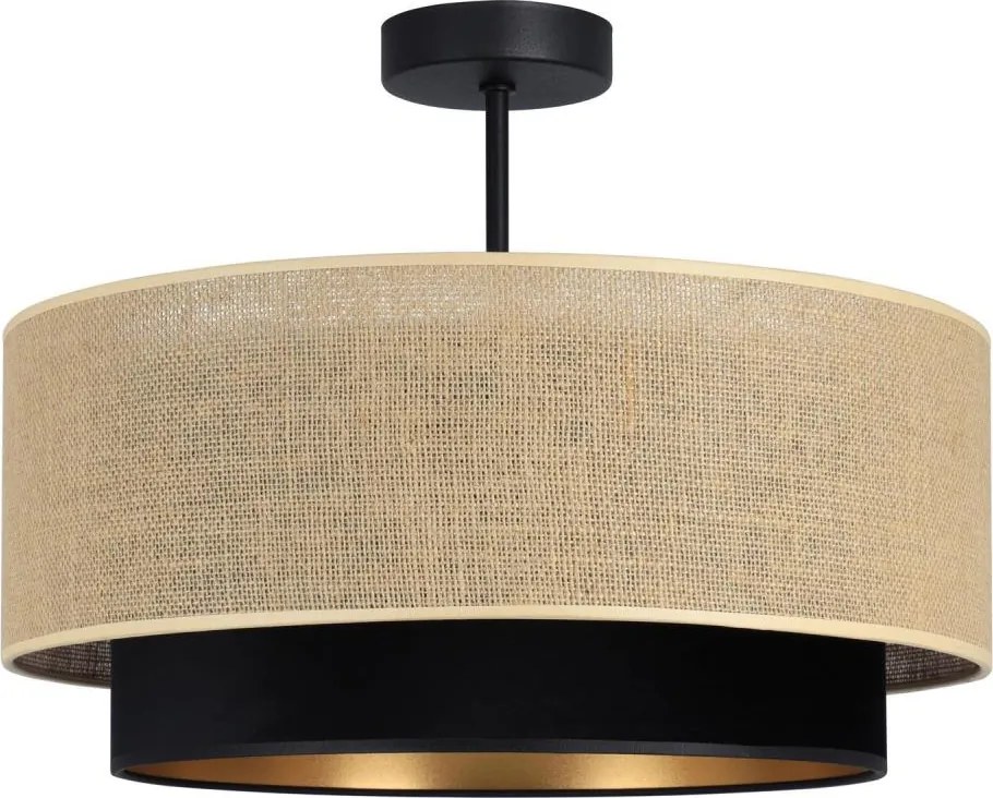 Плафон SARTA 1xE27/60W/230V Ø 45 см, черен/джут