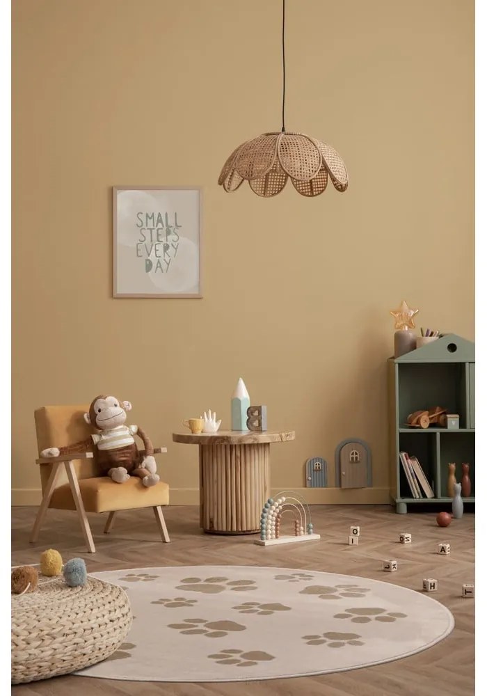Бежов детски килим ø100 cm Paws Light Beige – FD