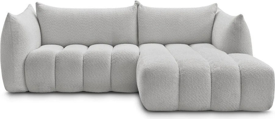 Светлосив ъглов диван от прежда с примки от букле (десен ъгъл) Azra – Bobochic Paris