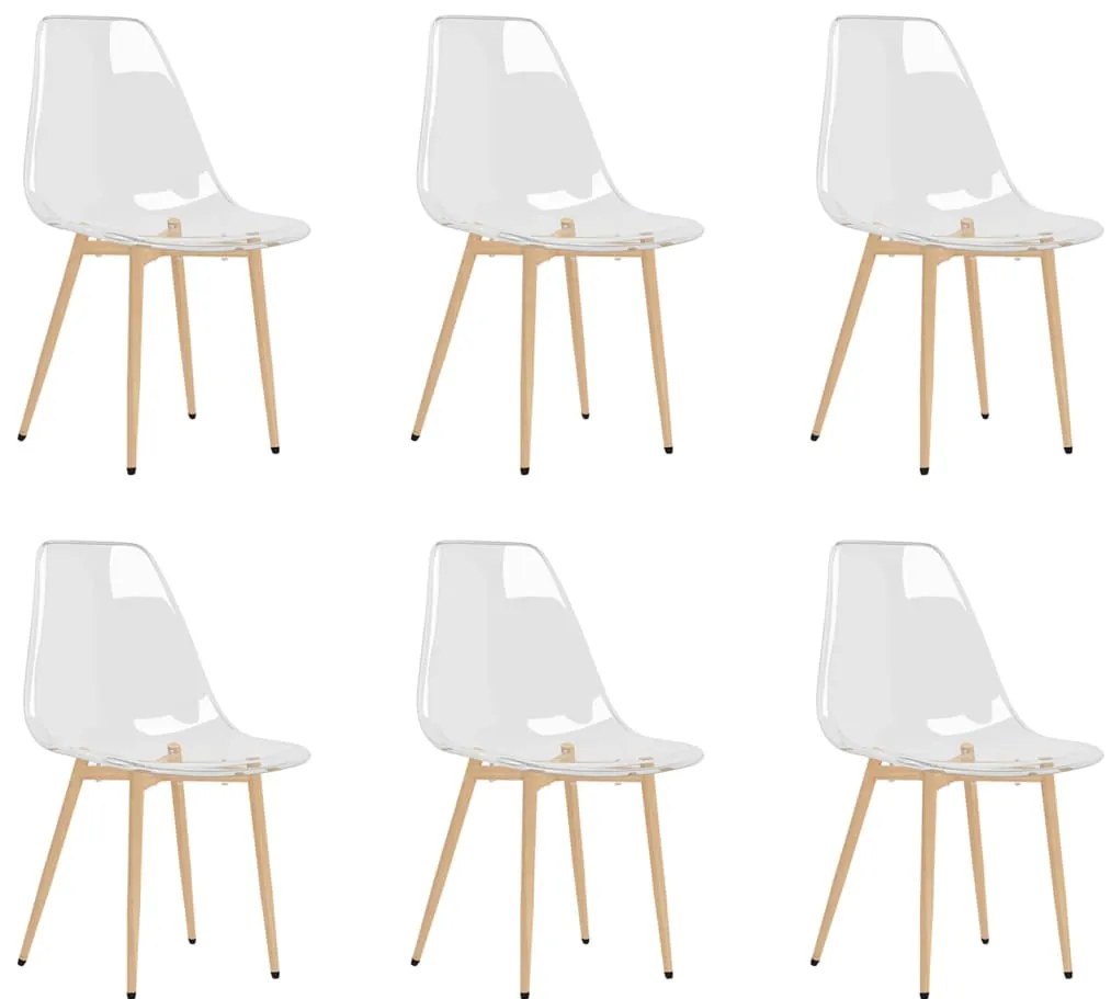 3082351 vidaXL Трапезни столове, 6 бр, прозрачни, PET