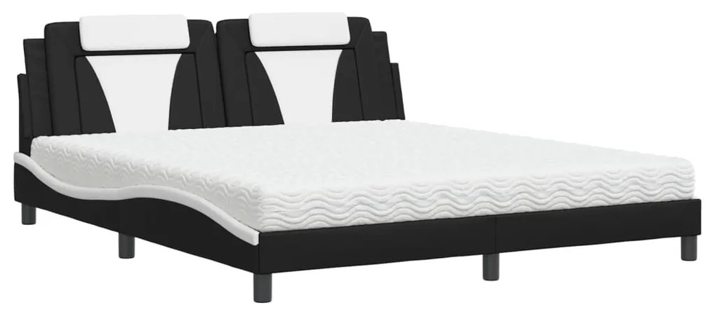3208815 vidaXL Легло Viana без матрак, бяло и черно, 180x200 см, изкуствена кожа