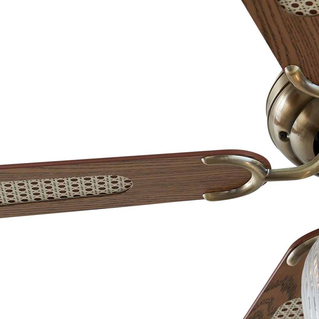 Вентилатор за таван месинг с дърво 107,5 см с издърпващ ключ - Mistral Karel