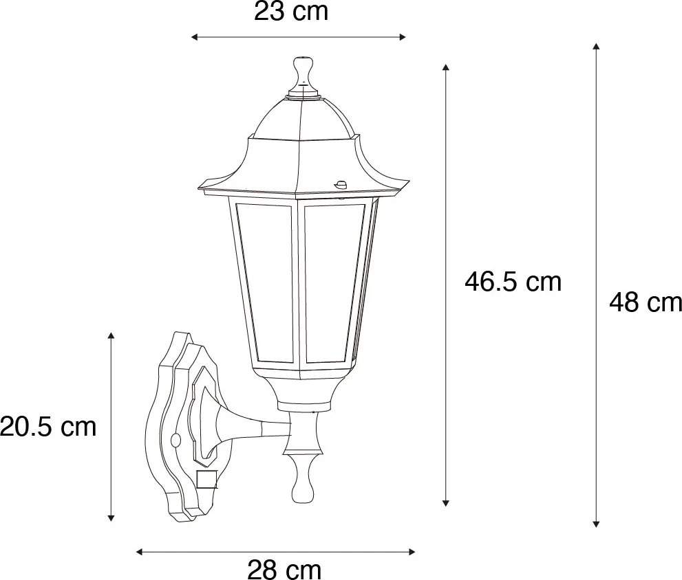 Външен стенен фенер тъмно зелен със сензор за движение IP44 - New Orleans up