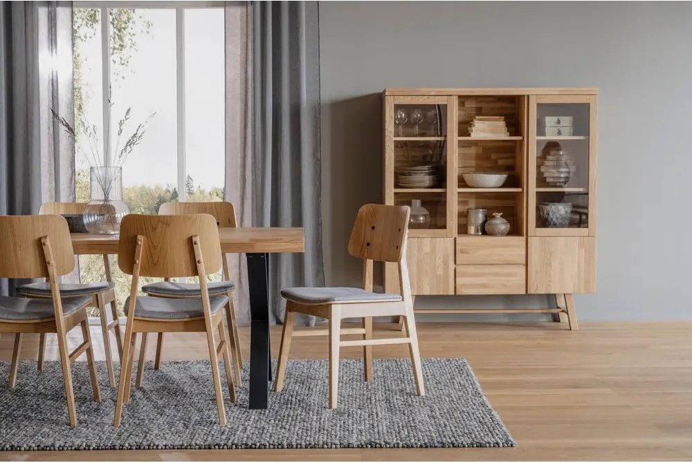 Витрина от дъбова дървесина в естествен цвят 130x150 cm Brooklyn - Rowico