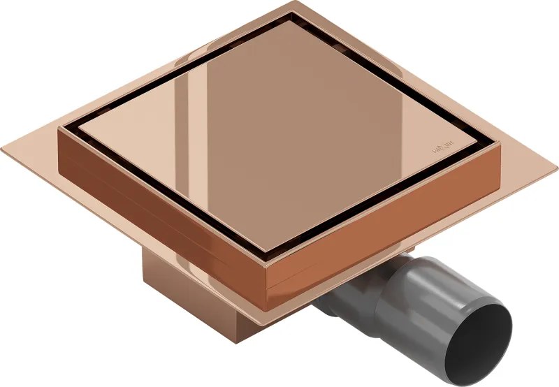 Mexen Flat-Q M13 квадратен подов сифон 15 x 15 см, розово злато - 1610015