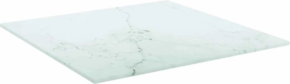 322253 vidaXL Плот за маса бял 40x40см 6мм закалено стъкло с мраморен дизайн