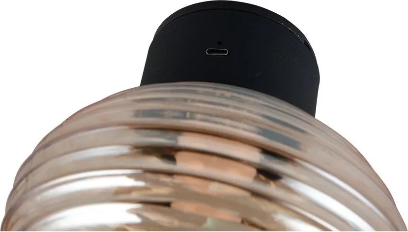 Стъклена LED стенна лампа с USB в кехлибарен цвят ø 15,5 cm Earl – Reality