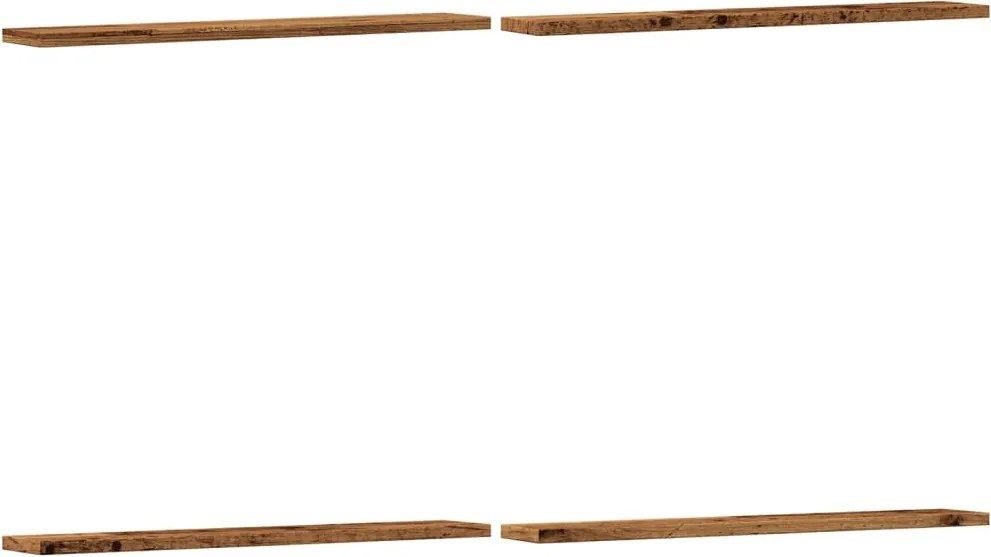 856295 vidaXL Рафтове за книги 4 бр старо дърво 60x10x1,5 см инженерно дърво
