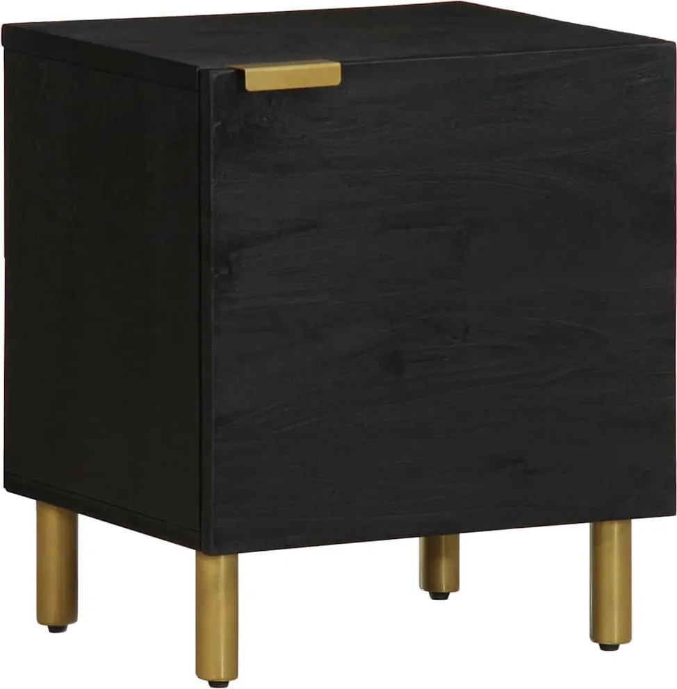 4017645 vidaXL Нощно шкафче, 2 бр, черни, 40x33x46 см, мангово дърво масив