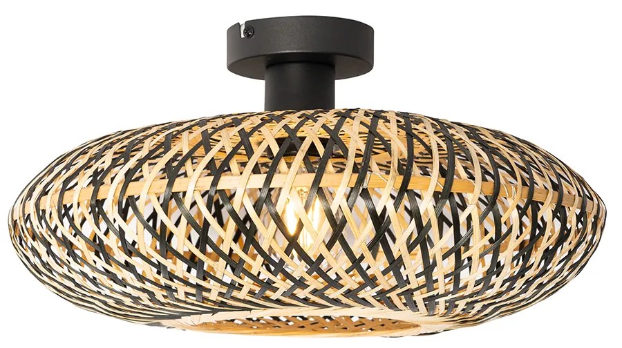 Интелигентна таванна лампа черна бамбукова 40 см вкл. Wifi A60 - Ostrava