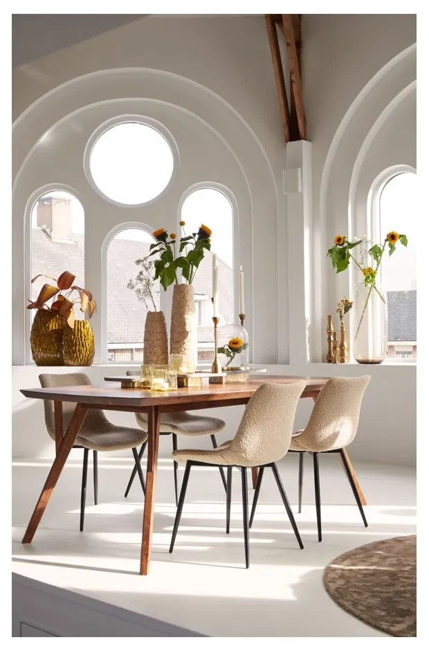Кафява трапезна маса с акациев плот 100x220 cm Quenza – Light & Living