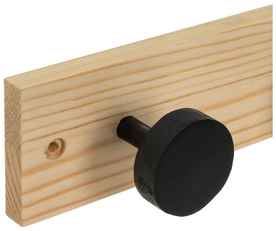 Стенна закачалка от масивен бор в черен и естествен цвят 40 cm Anillos – Casa Selección