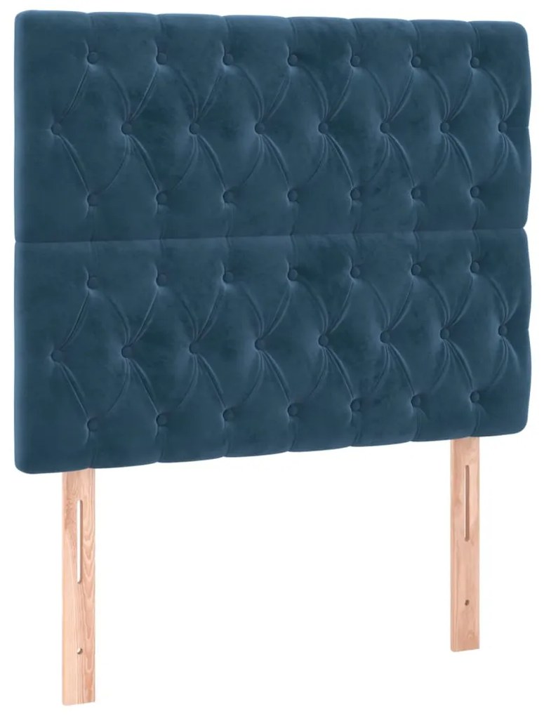 3116708 vidaXL Табла за легло, тъмносиня, 90x7x118/128 см, кадифе