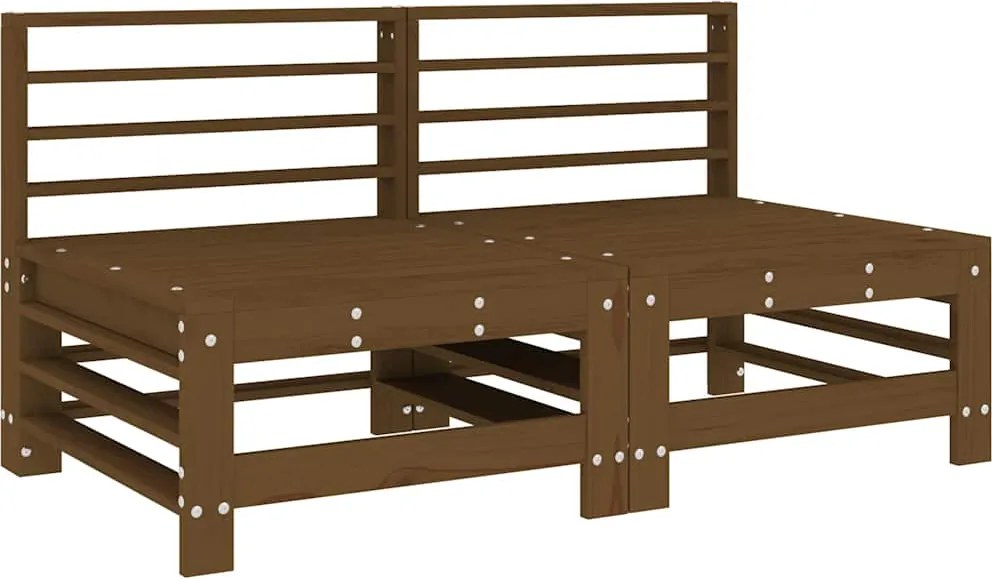 825642 vidaXL Градински средни дивани, 2 бр, меденокафяви, бор масив