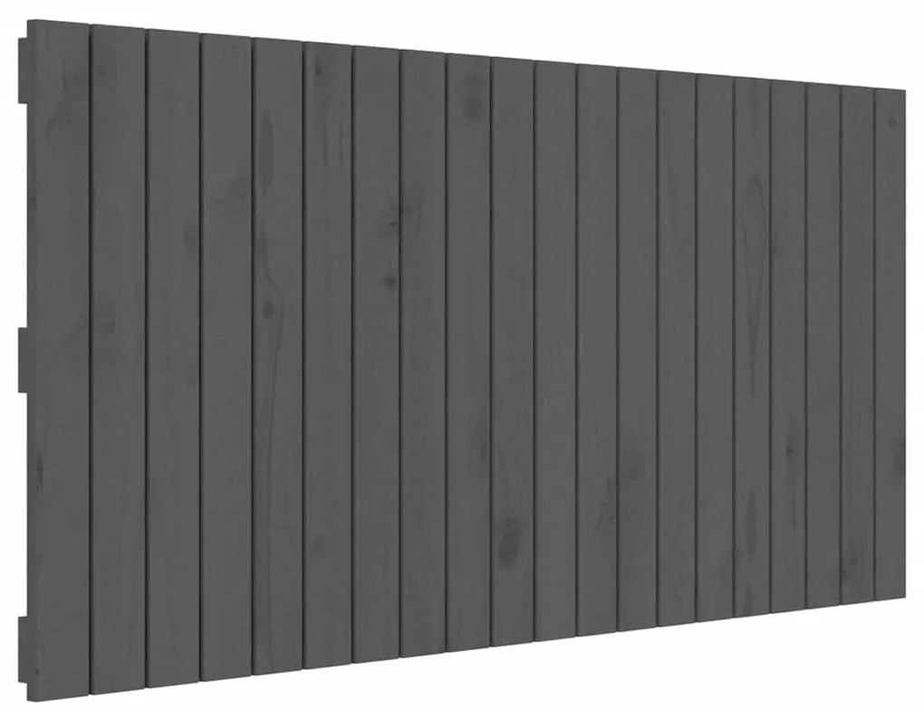 824840 vidaXL Стенна табла за спалня, сива, 127,5x3x60 см, борово дърво масив