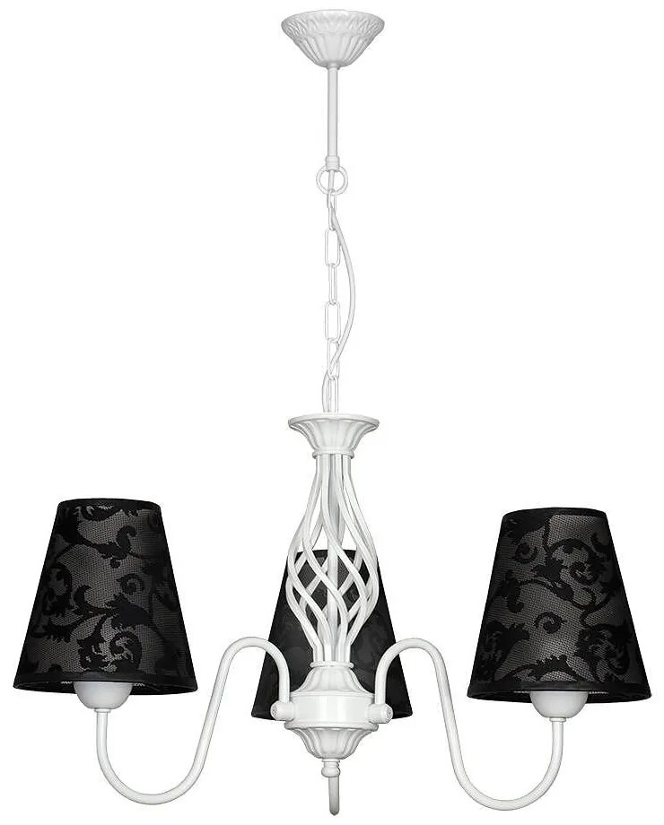 Полилей БРУНАТЕ, бял, абажури Нормандия Черен, 3xE27