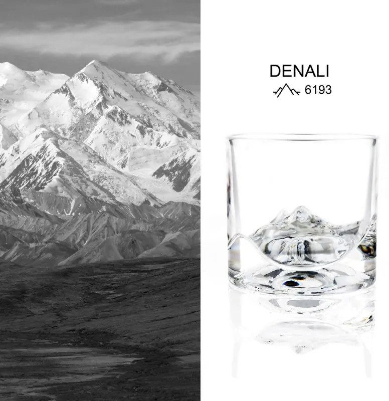 Комплект чаши за уиски LIITON L20500 Denali 270 мл, 2 бр, Удебелени стени, 3D дъно с форма на връх Еверест, Прозрачен