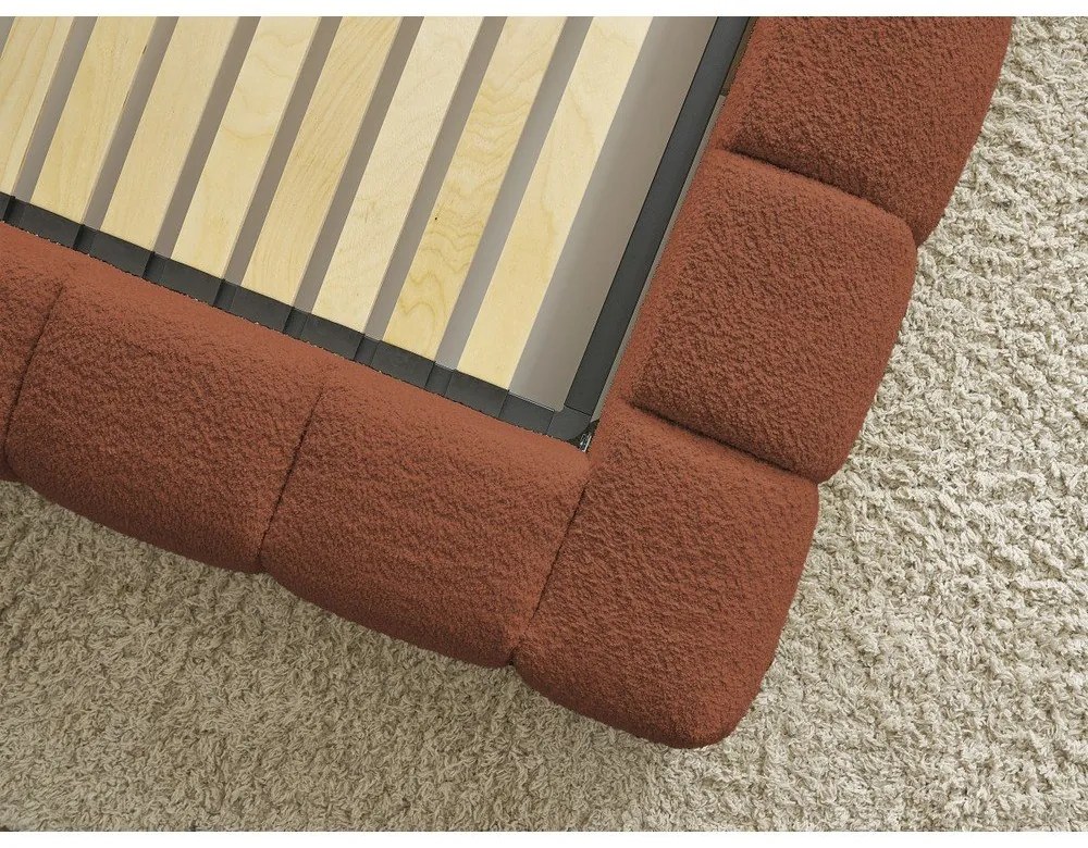 Оранжево двойно тапицирано легло с място за съхранение с включена подматрачна рамка 180x200 cm Mont Blanc – Bobochic Paris