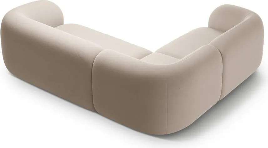 Бежов кадифен ъглов диван (ляв ъгъл/L форма) Kate – Micadoni