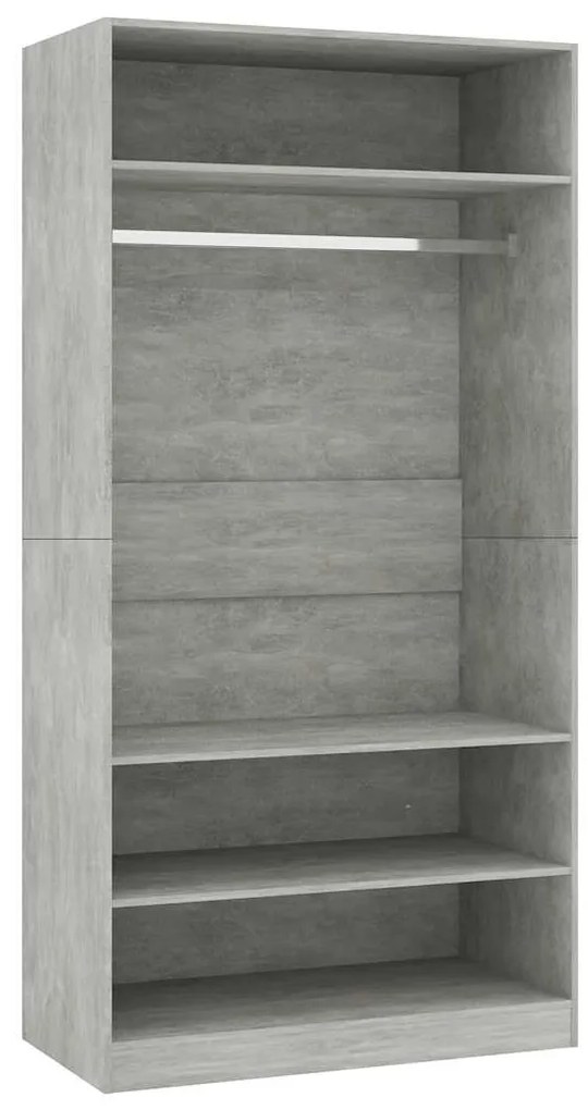 800229 vidaXL Гардероб, бетоново сиво, 100x50x200 см, ПДЧ